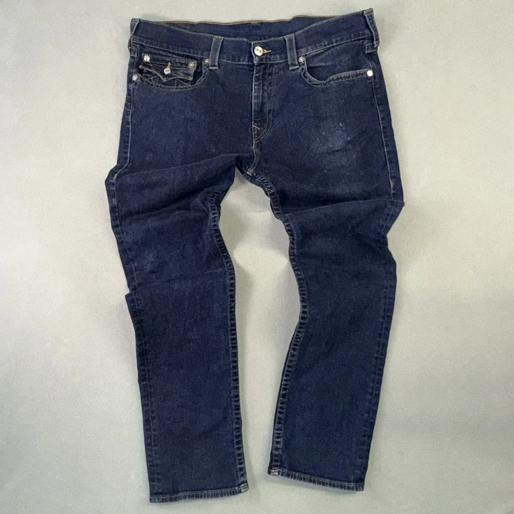Men's True Religion Ricky Relaxed Straight Jeans Blue Size 38